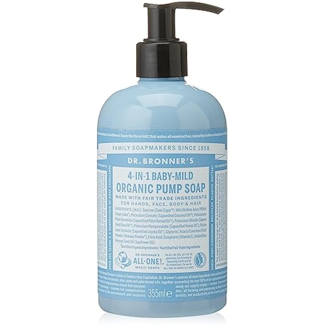 4 in 1 Organic Unscented Baby Sugar Soap 335ml