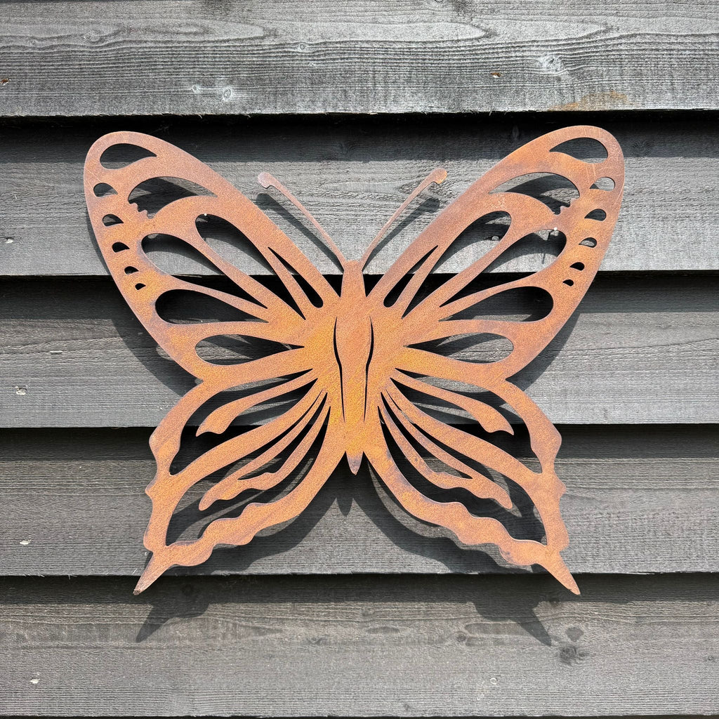 Large Rusty Metal Butterfly Wall Art Decoration