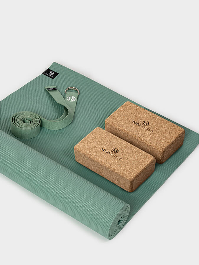 Starter Cork Yoga Set with Mat Blocks and Strap