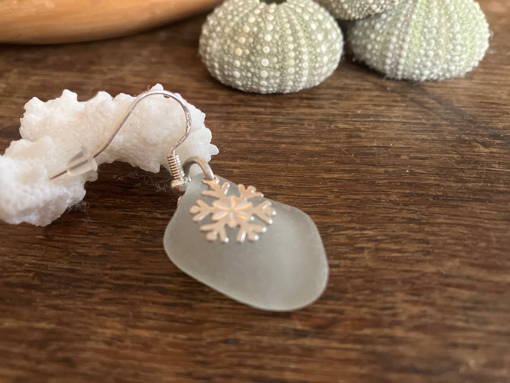 Snowflake Scottish Seaglass Silver Earrings