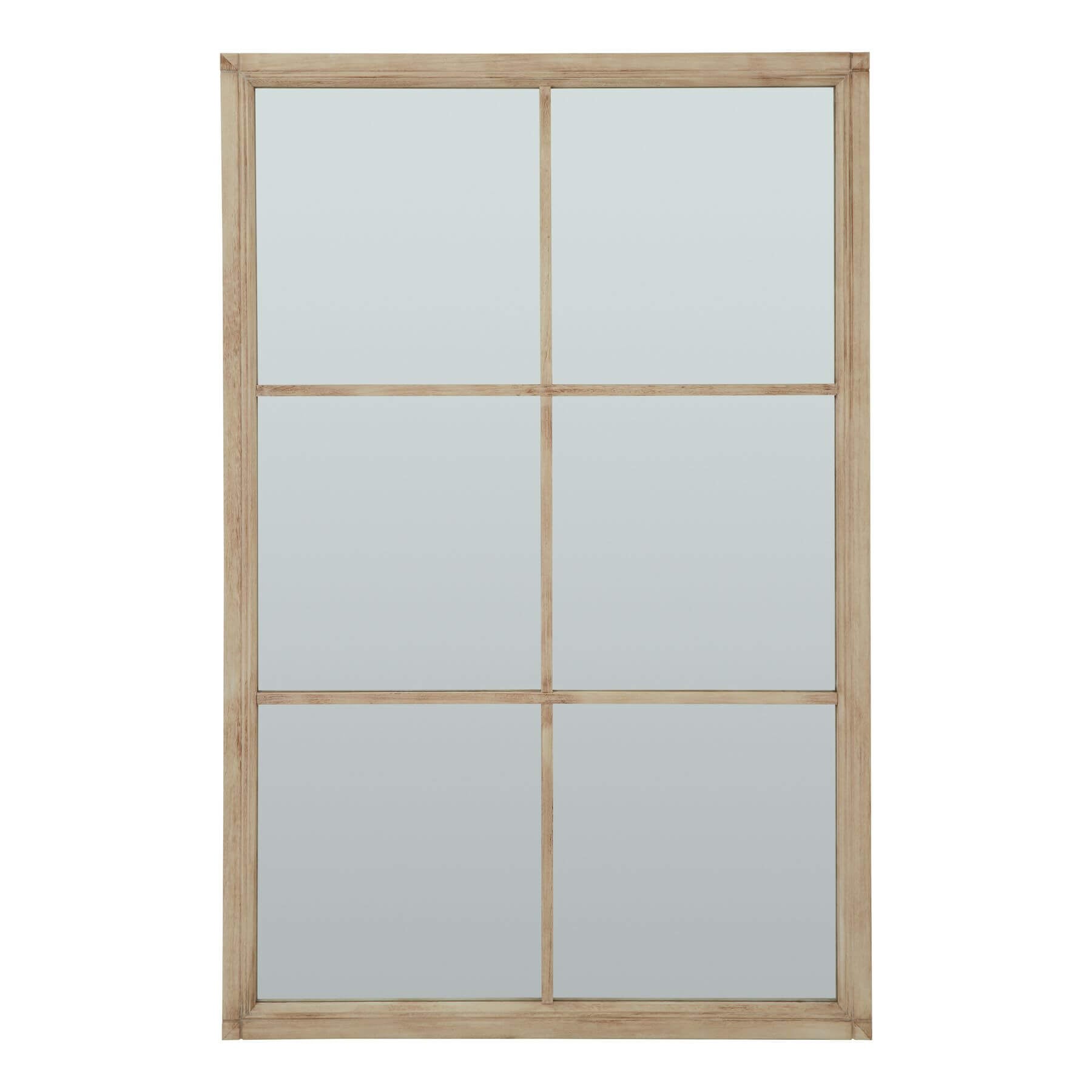 Handcrafted distressed wood mirror with grid design, rich brown frame, 170cm height, rustic vintage wall decor by RoomLondon at brixbailey.com