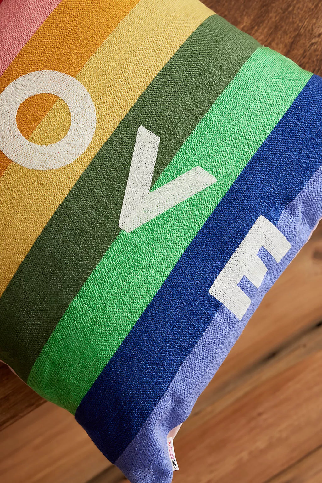LOVE Needlepoint Cushion with Rainbow Design