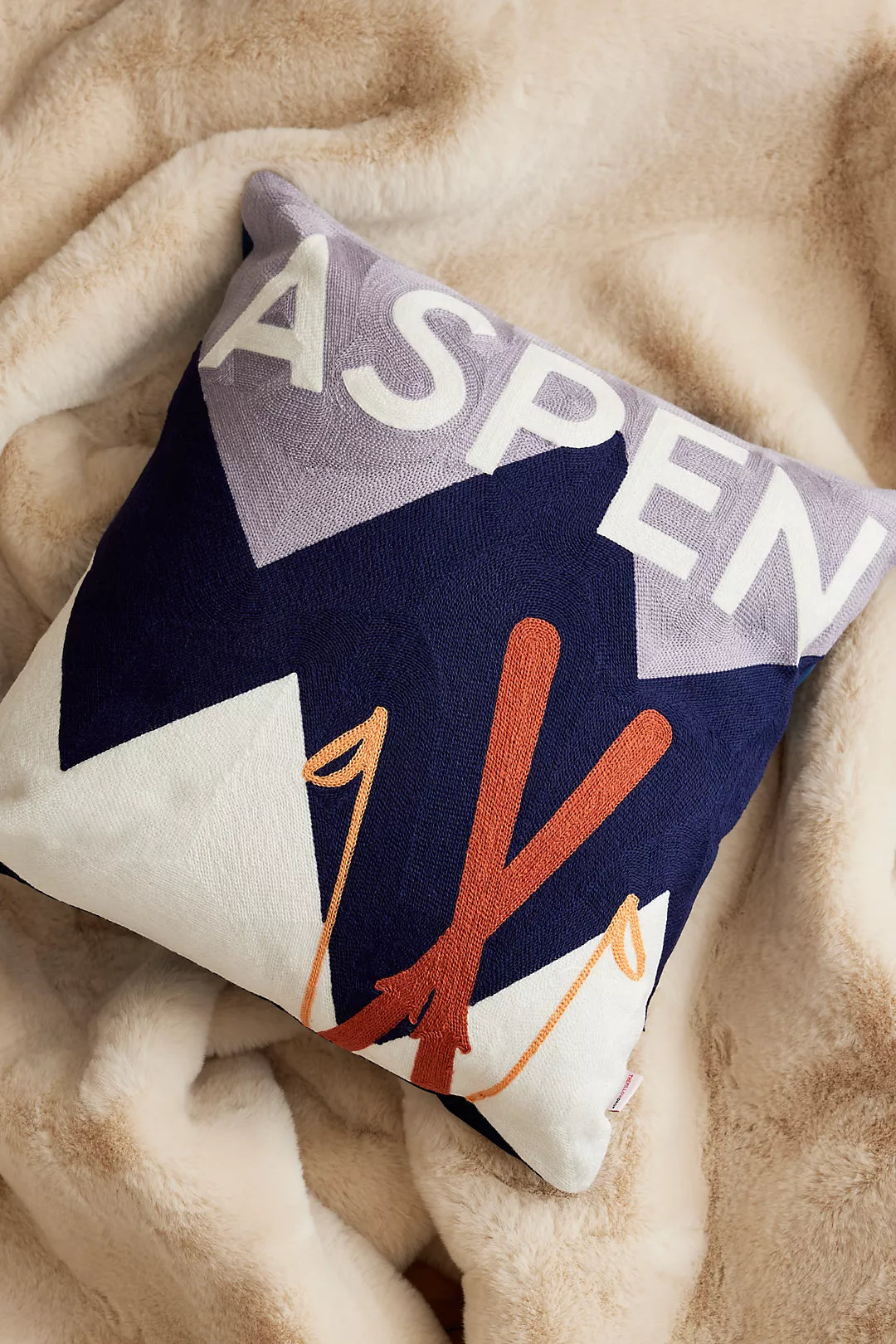 Aspen Needlepoint Cushion in Blue and White
