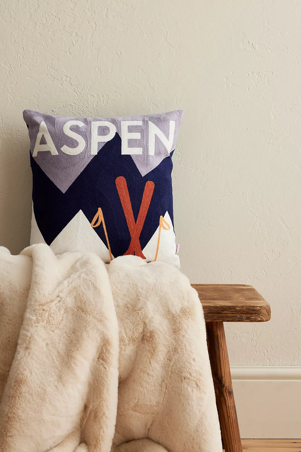 Aspen Needlepoint Cushion in Blue and White