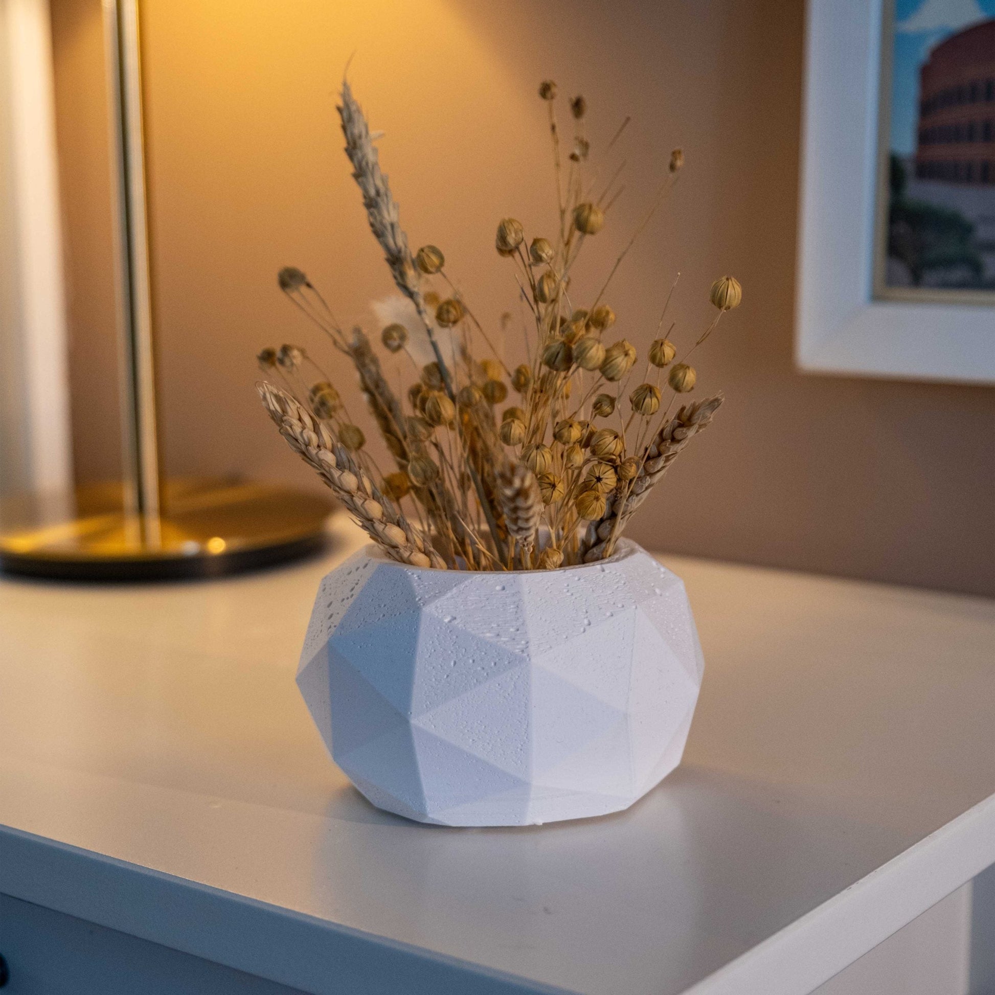 White Concrete Diagonal Plant Pot