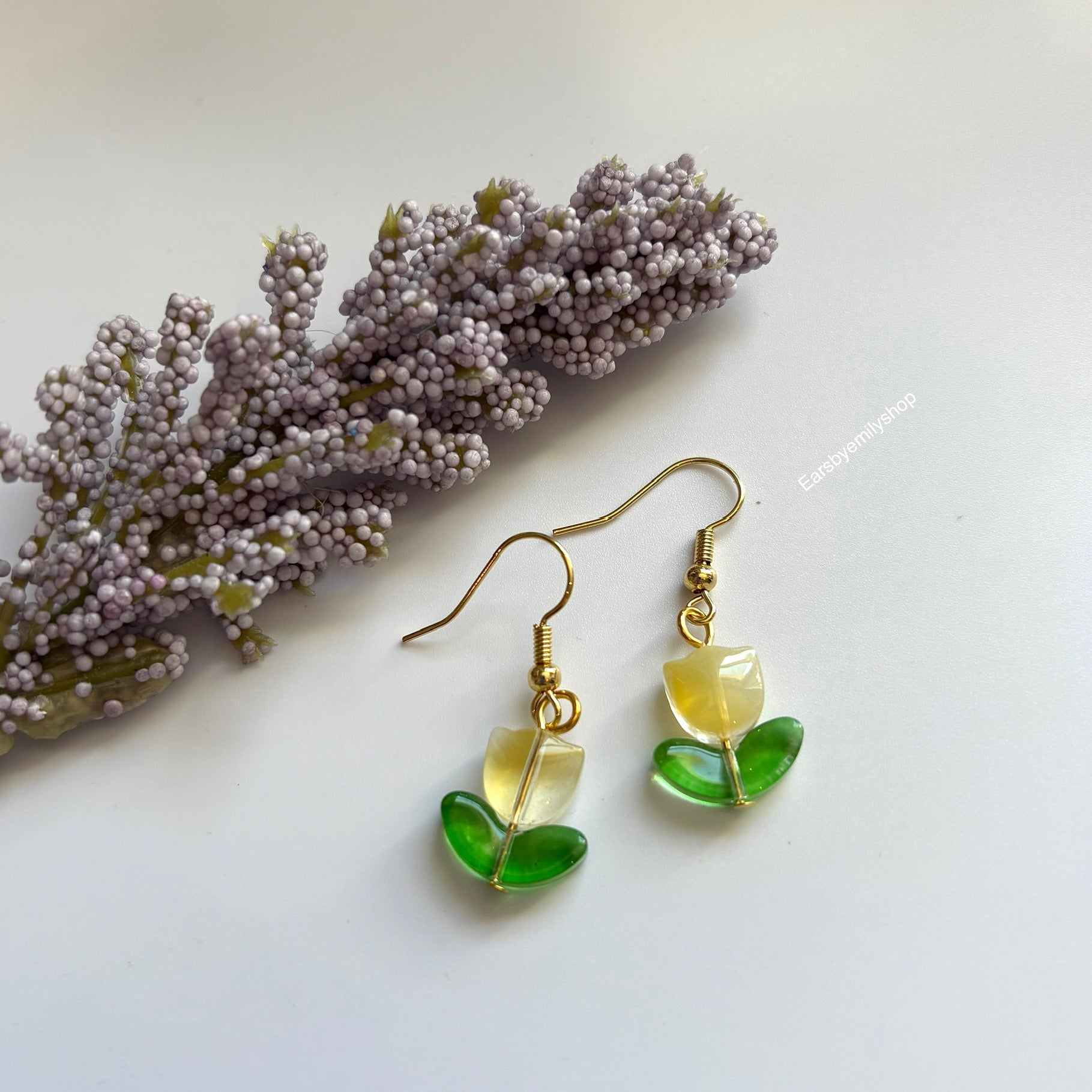 Cool silver or gold tulip flower dangle drop earrings