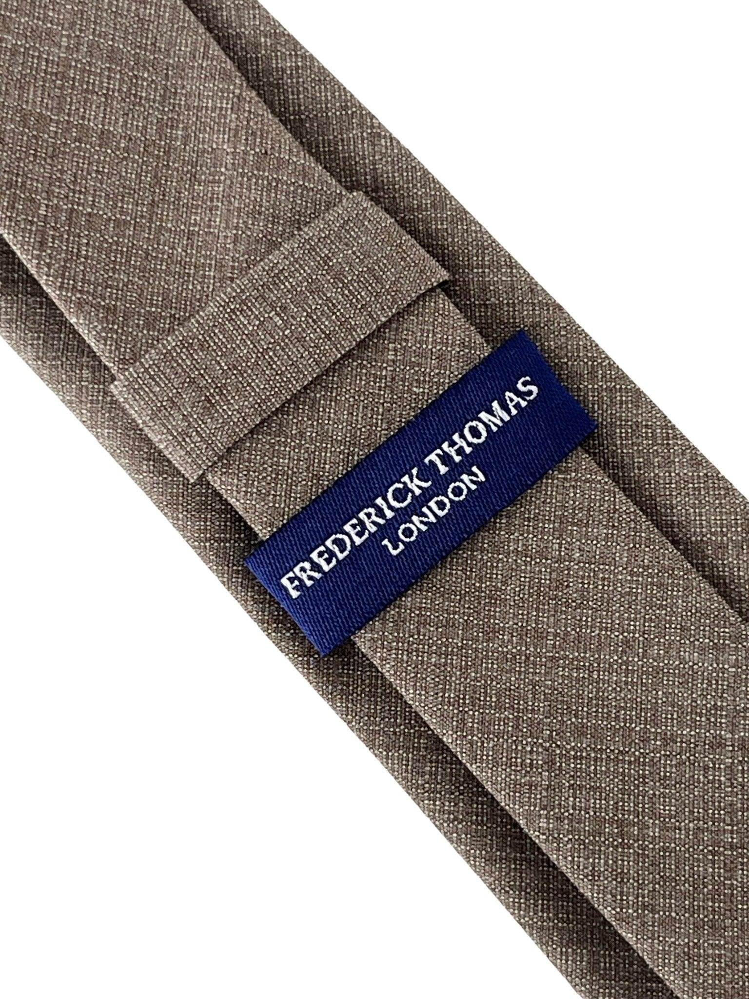 Handmade Bamboo Tie and Pocket Square in Beige Taupe Brown