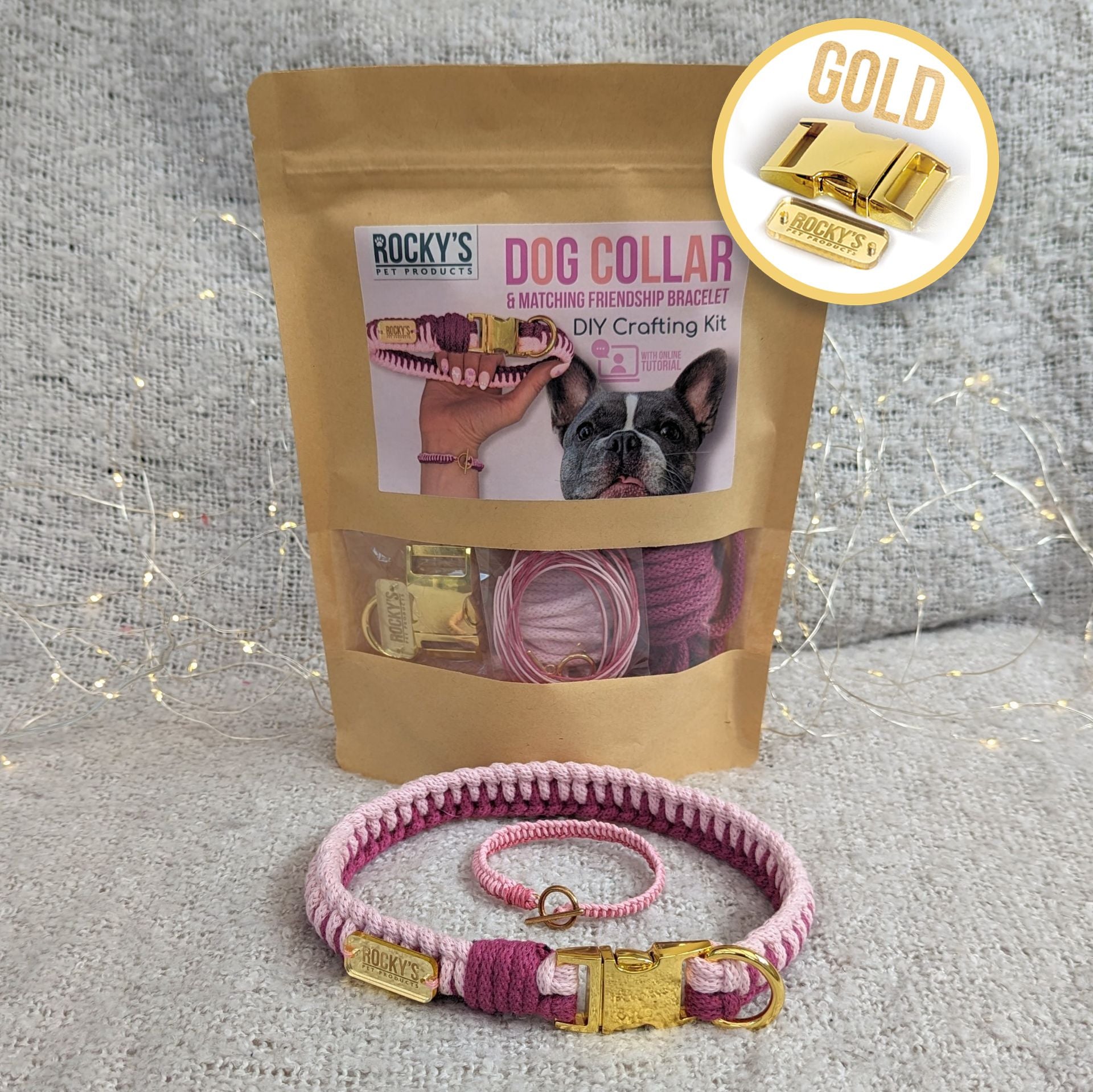 Make Your Own Dog Collar and Friendship Bracelet Craft Kit in Pink