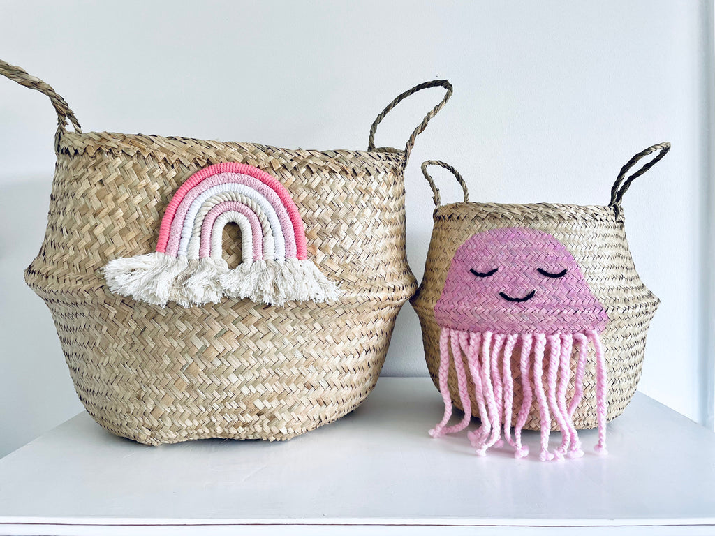 Pastel macrame rainbow basket - Extra Large