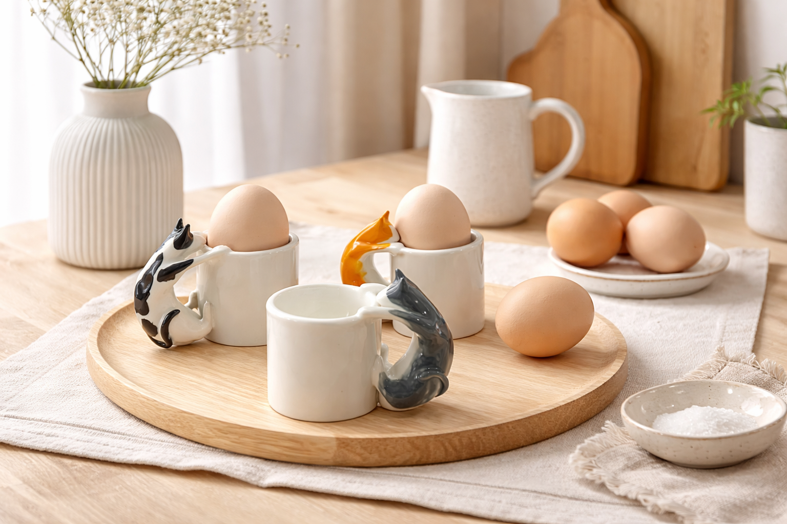 Cat Egg Cup (GREY) – A Playful Ceramic Breakfast Object | 4am Product Design