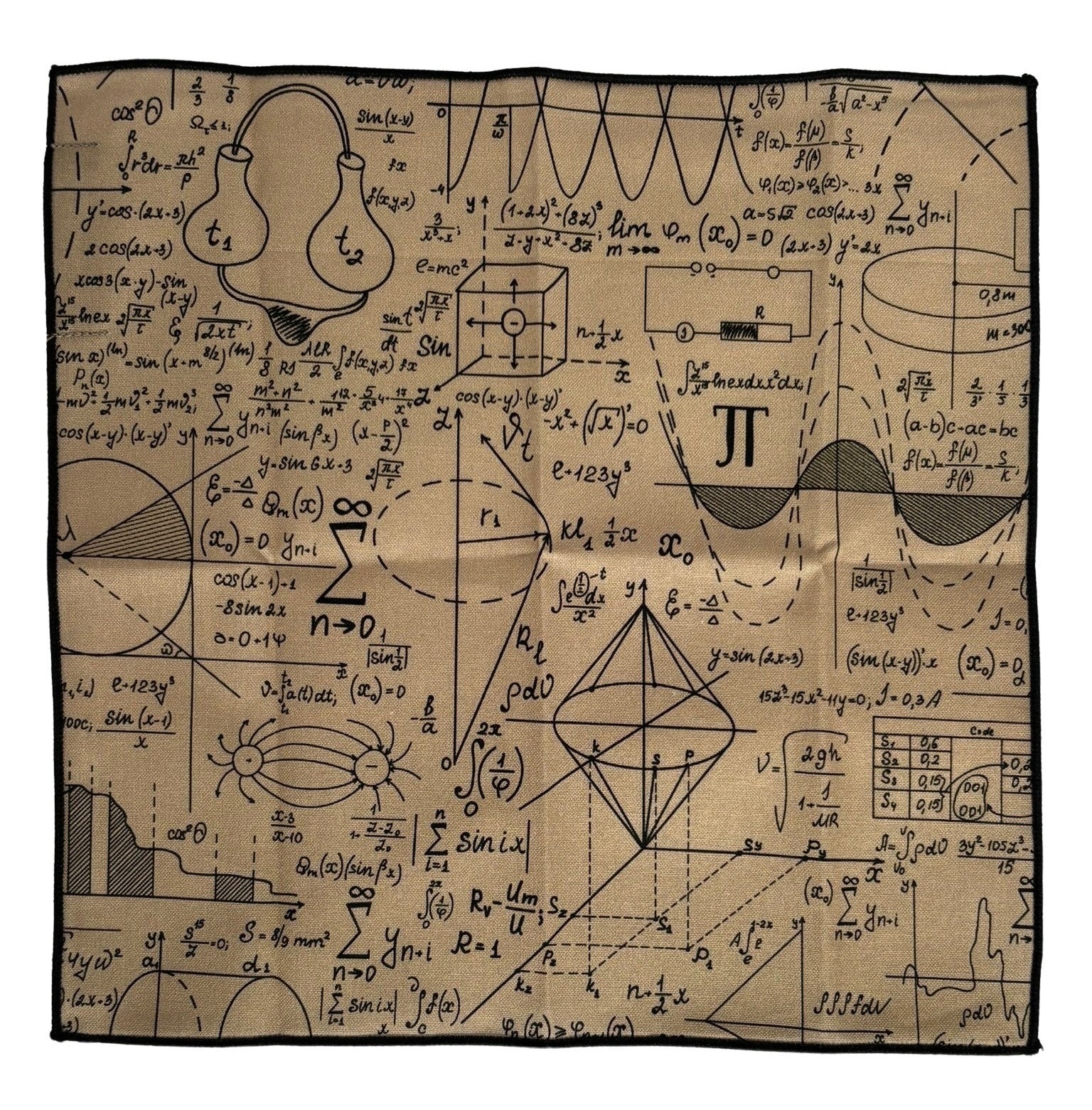 Maths Equation Beige Gold Tie and Pocket Square
