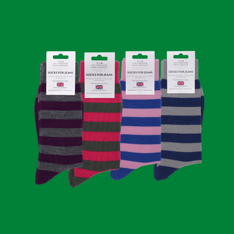 Bright Merino Wool Socks for Jeans Bundle of 4 Pairs
