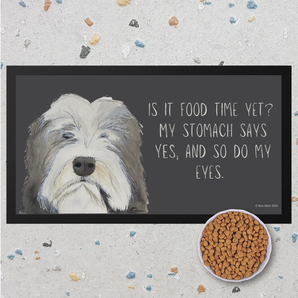 Bearded Collie Pet Bowl Mat Is It Food Time Yet Edition