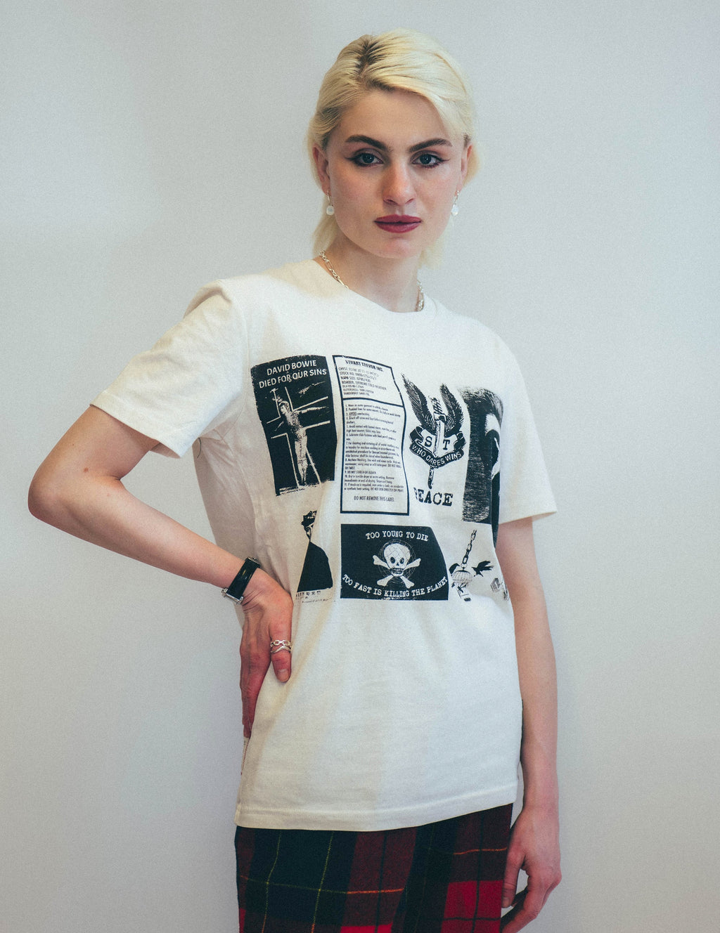 Ecru T-Shirt with Printed Patches