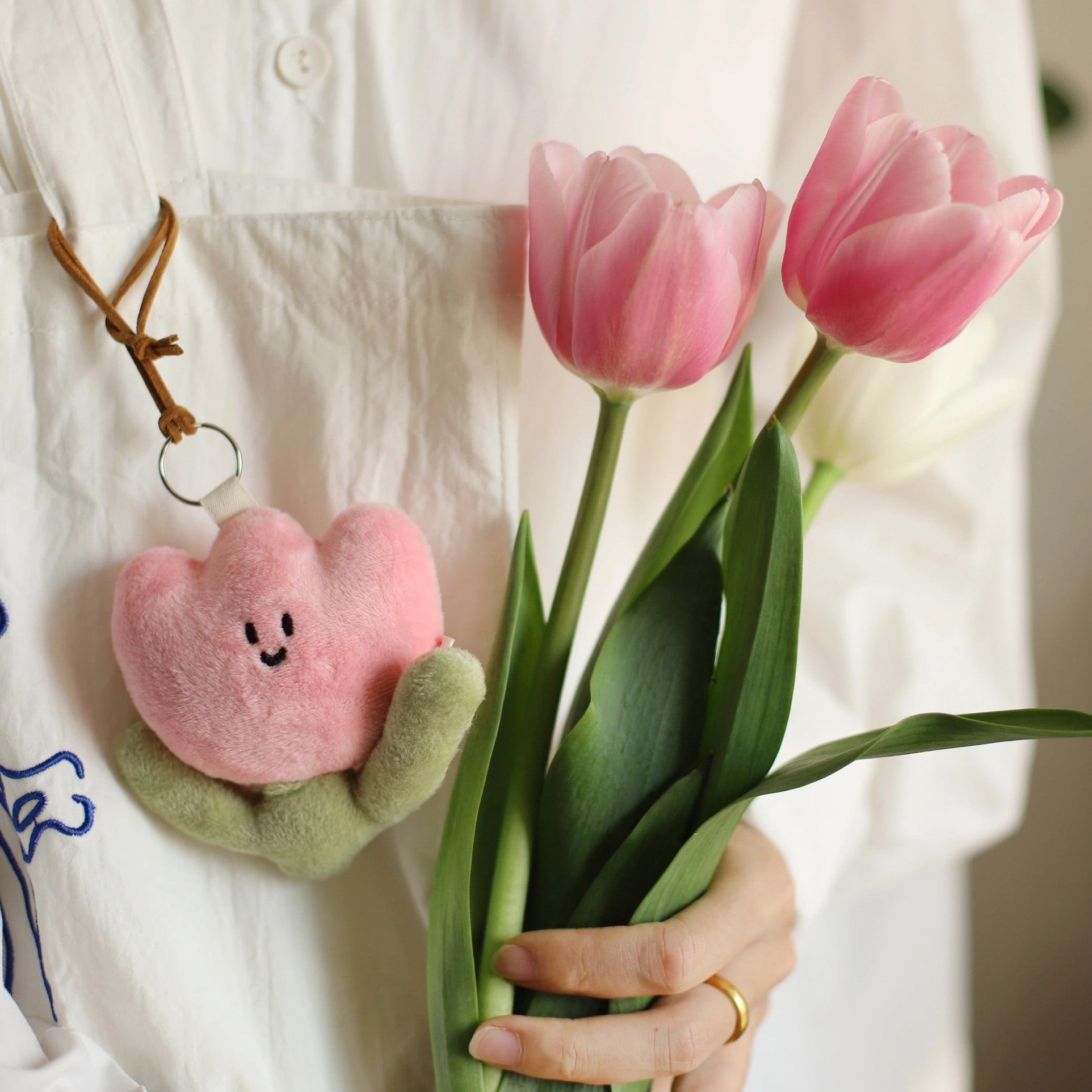 Spring Tulip Bag Charm in White