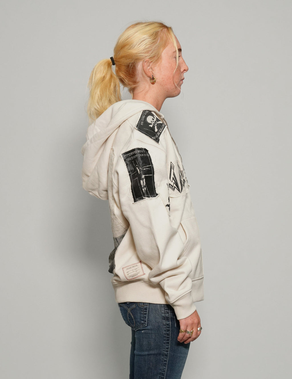 Multipatch Zip Hoodie in Ecru