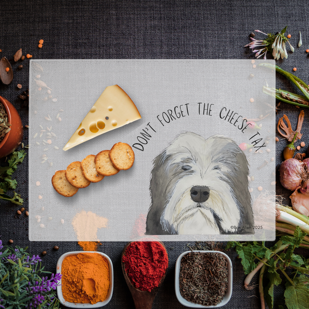 Bearded Collie Cheese Tax Chopping Board