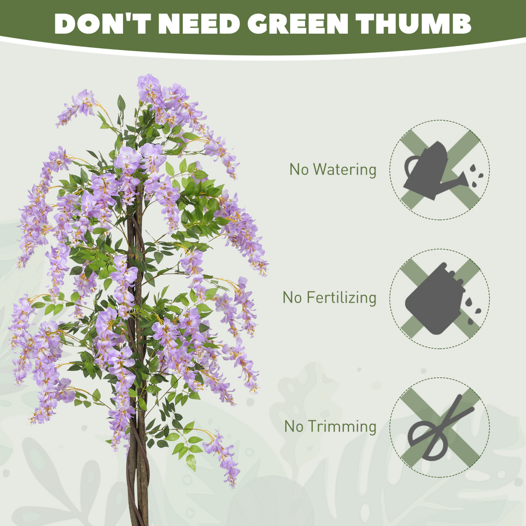 Artificial Wisteria Flower Plant 180cm Purple with 756 Leaves