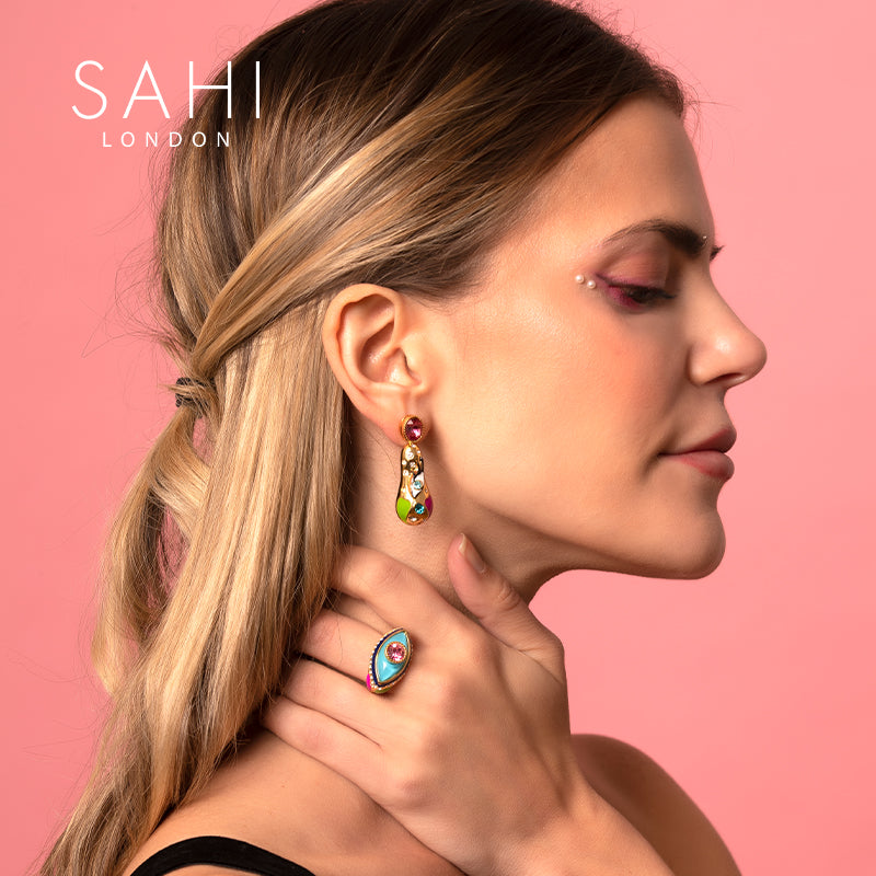 Love Affair Teardrop Drop Earrings in Enamel