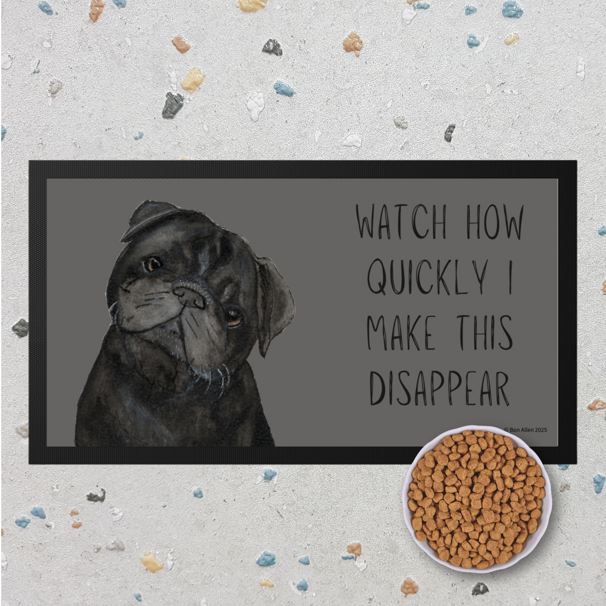 Pug Pet Bowl Mat