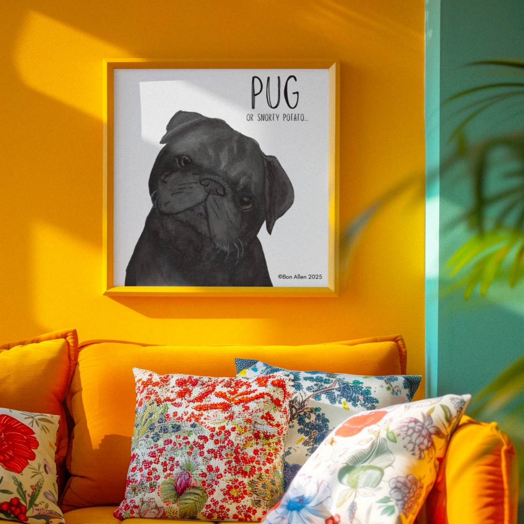Portrait of a Snorty Potato Pug Art Print