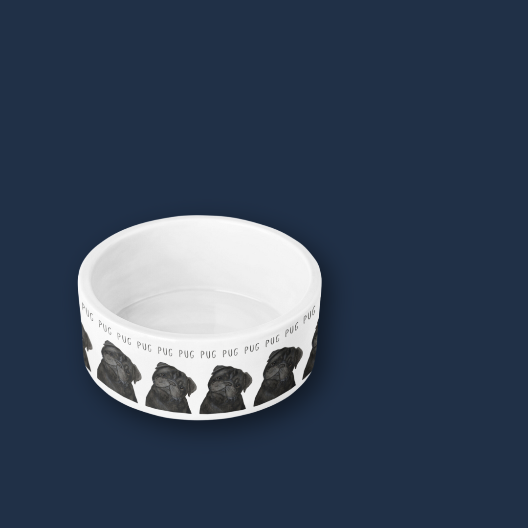 Black Ceramic Dog Bowl for Pugs