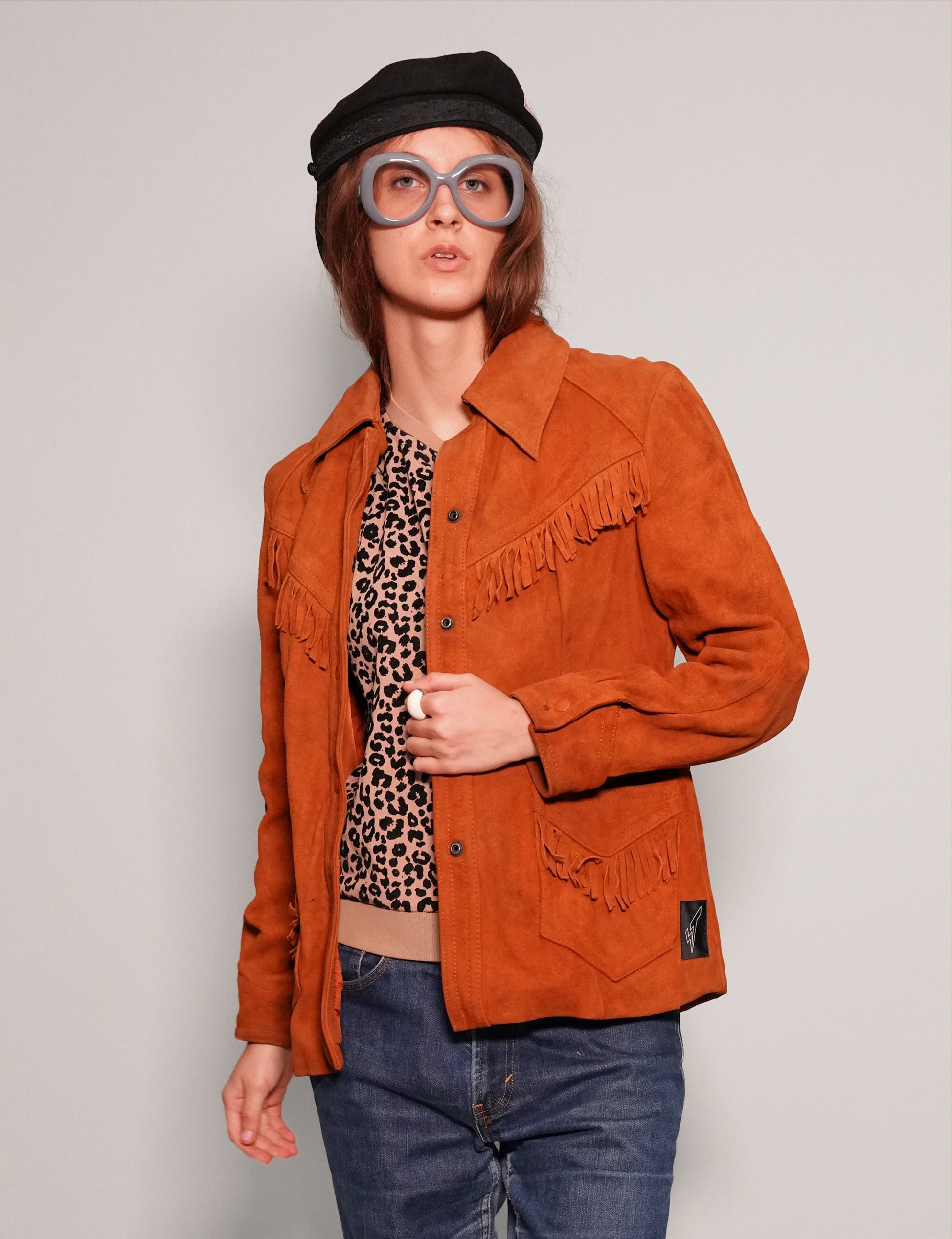 Orange Leather Cowgirl Jacket