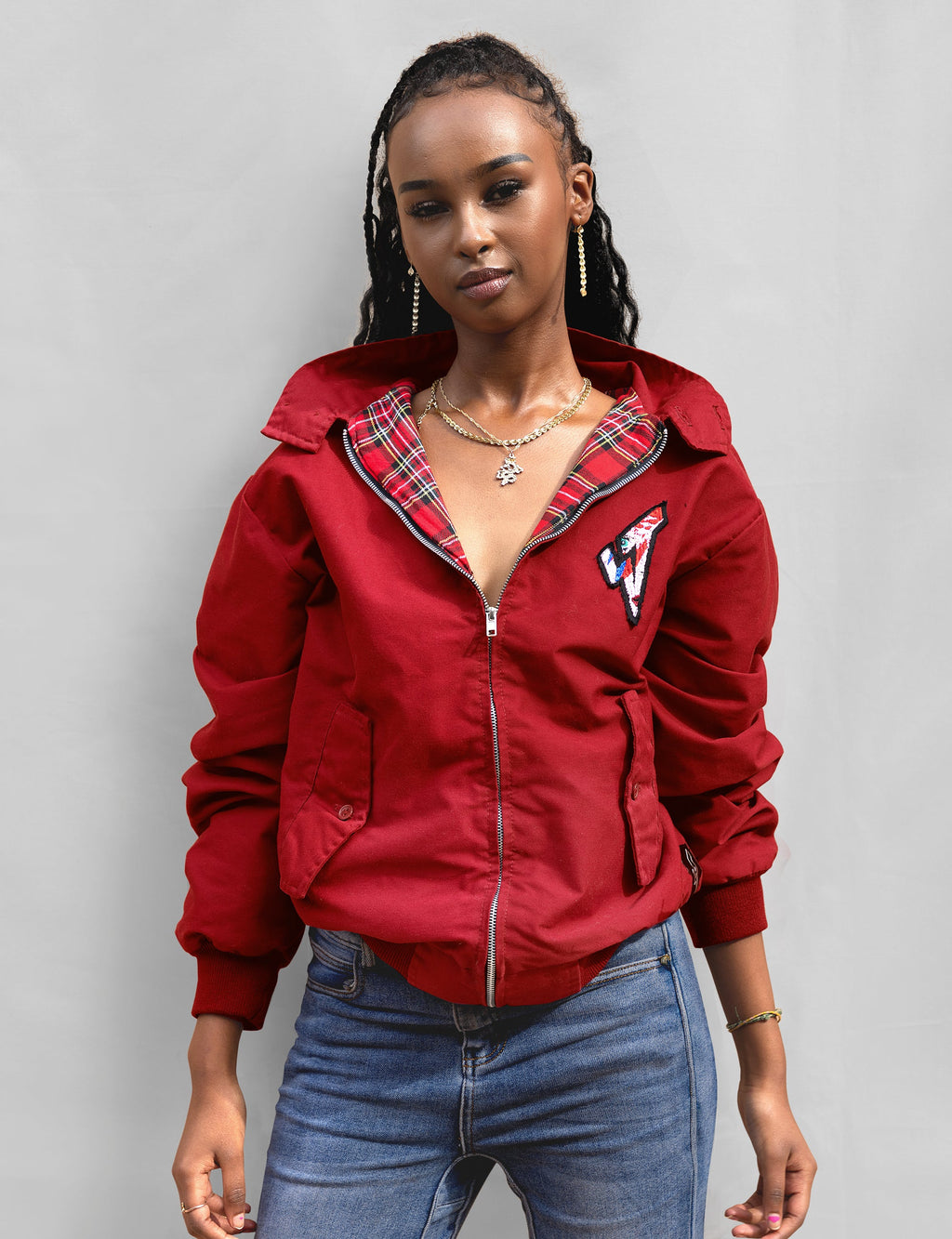 Classic Red Harrington Jacket