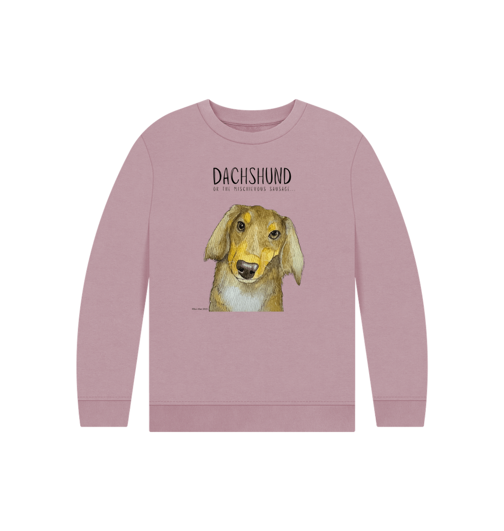 Snuggly Long Haired Sausage Dog Kids Sweatshirt