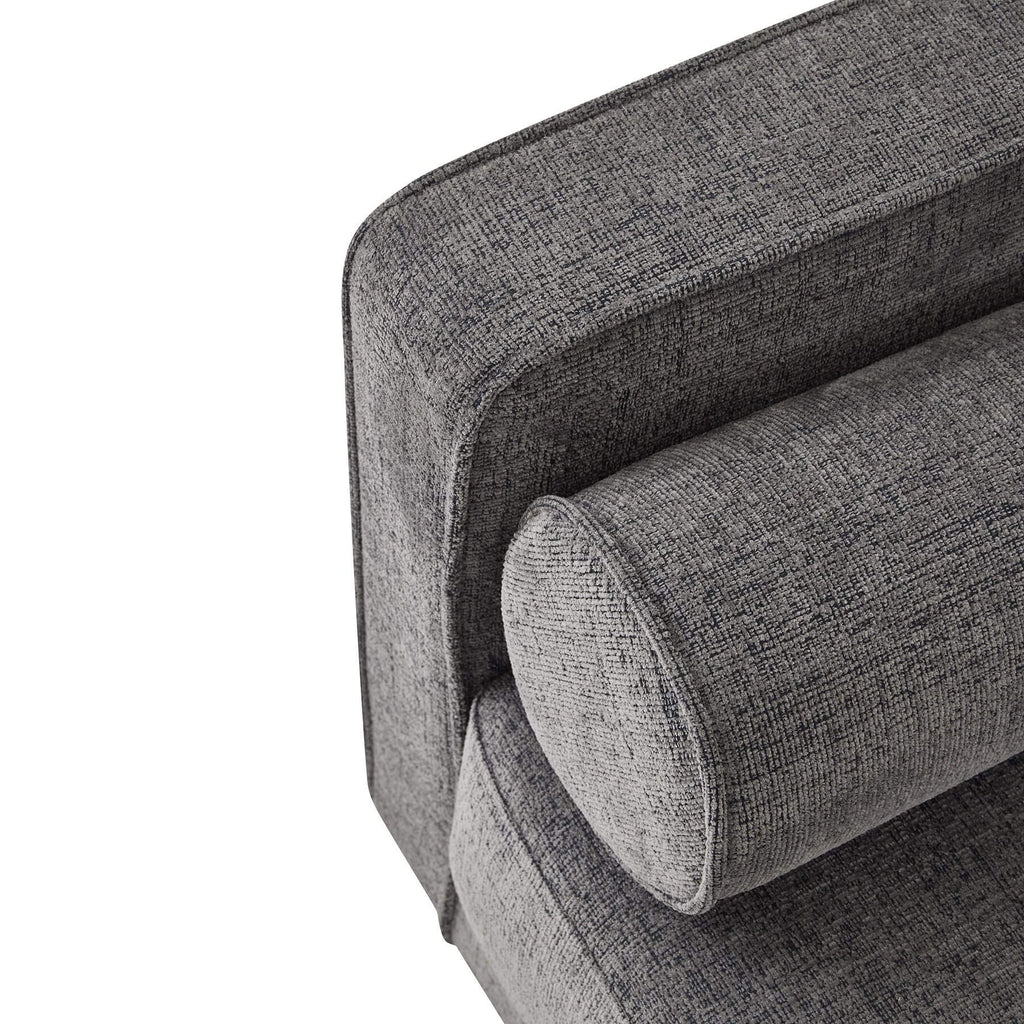 Grey upholstered sofa with plush cushions in classic British design, versatile neutral tone for modern living rooms. by sostter at brixbailey.com