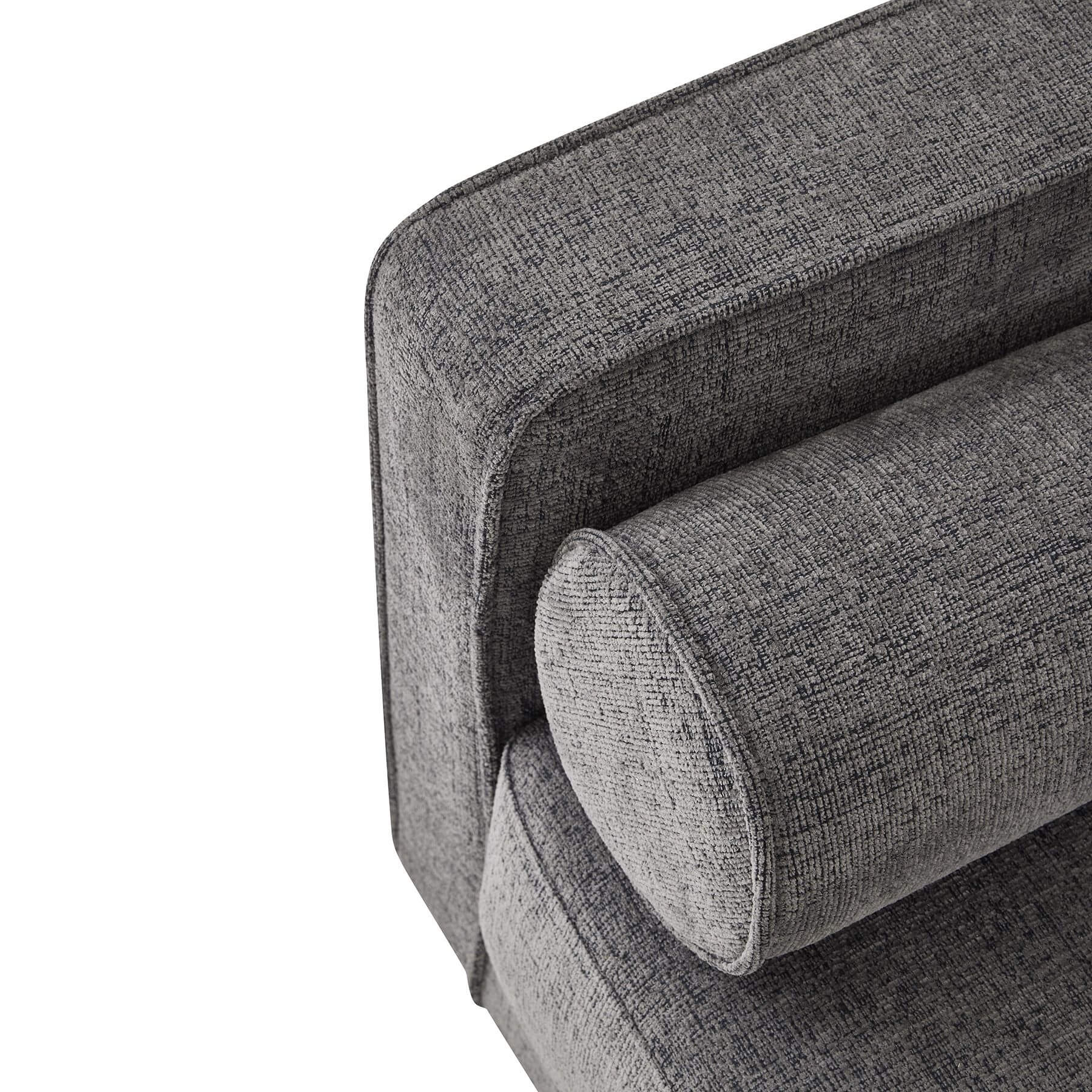 Grey fabric armchair with plush cushioning and curved arms, perfect for modern or traditional interiors. by sostter at brixbailey.com