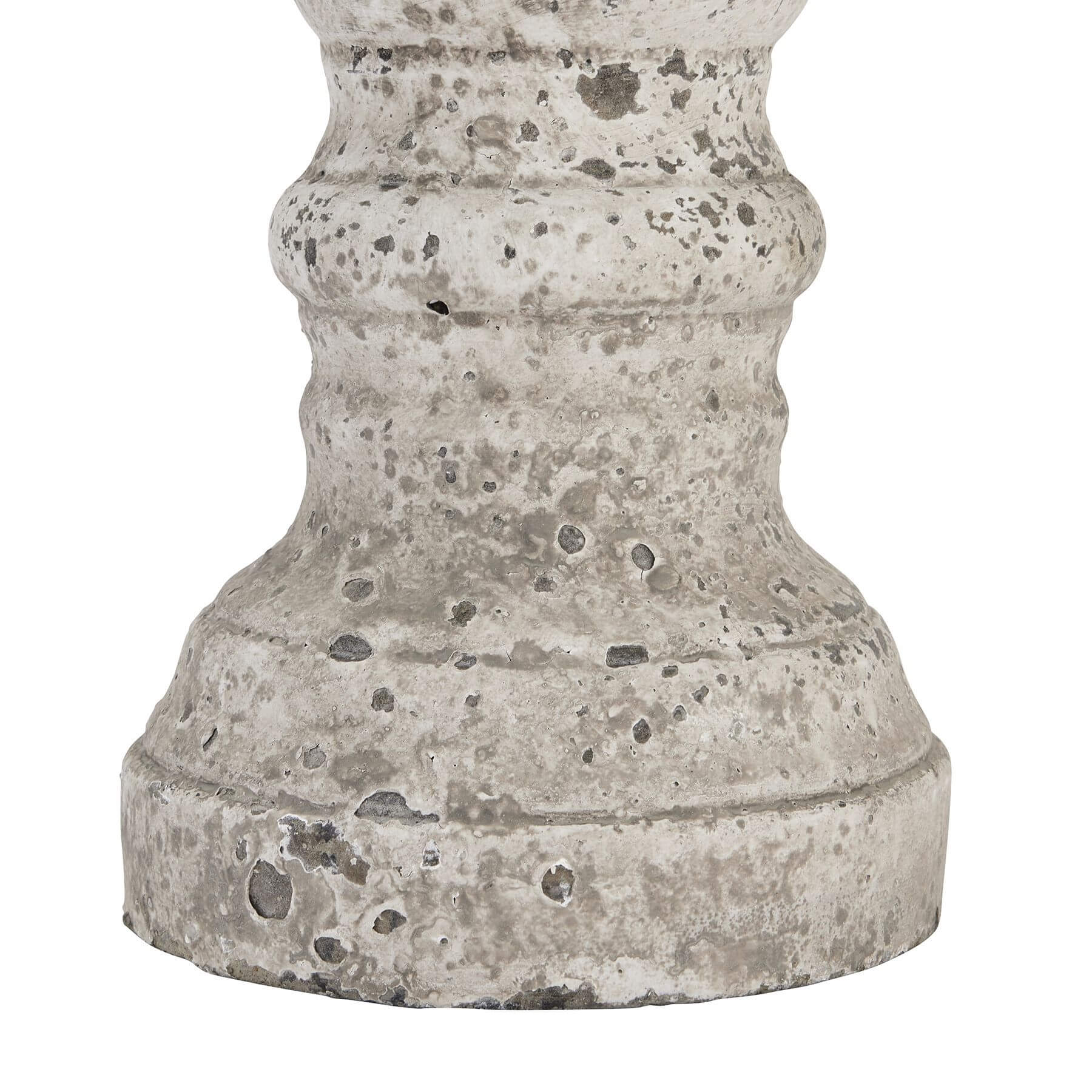 Stone ceramic column candle holder with Greco-Roman design in neutral matte finish, 38cm tall. by RoomLondon at brixbailey.com
