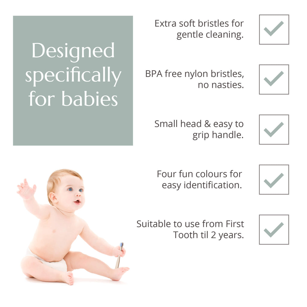 Baby Bamboo Toothbrush 4 Pack Extra Soft Bristles