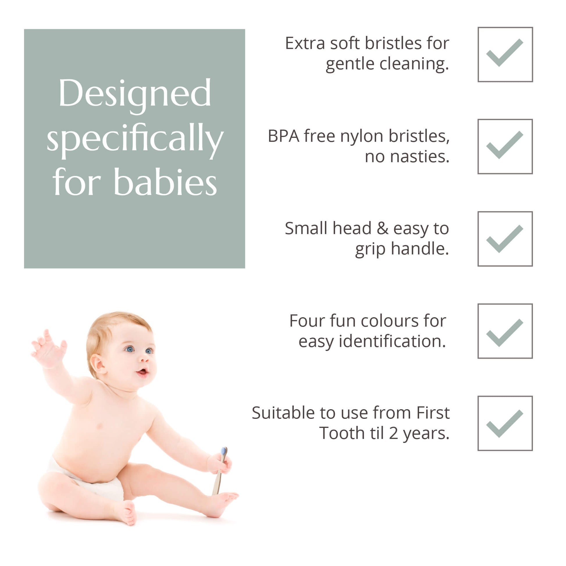 Baby Bamboo Toothbrush 4 Pack Extra Soft Bristles