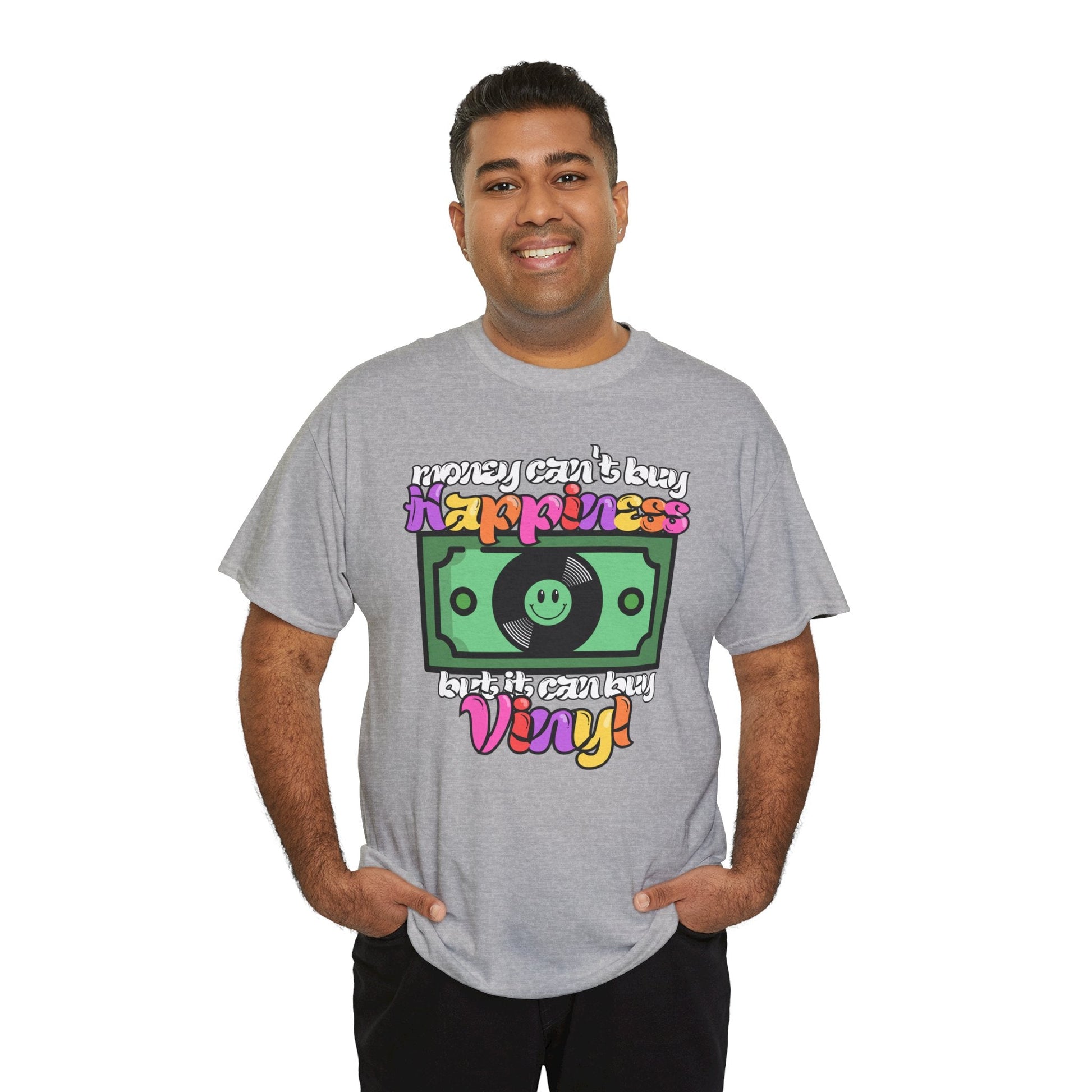 Money Can't Buy Happiness Men's Vinyl Record T-Shirt