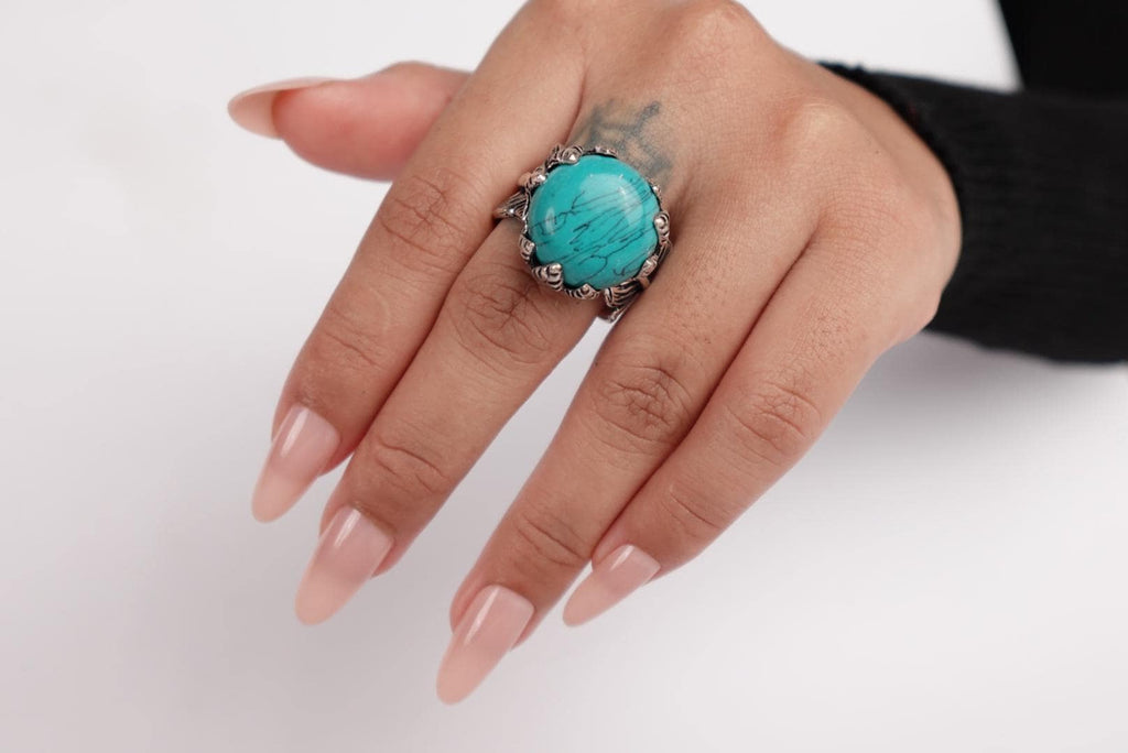 Turquoise and Labradorite Statement Rings