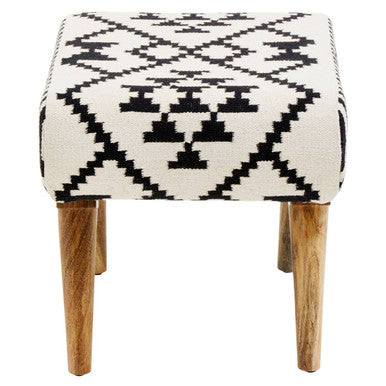 Cefena Natural and White Cotton Footstool Pouffe