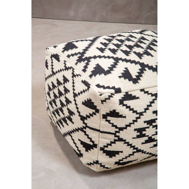 Cefena White Cotton Woven Pouffe