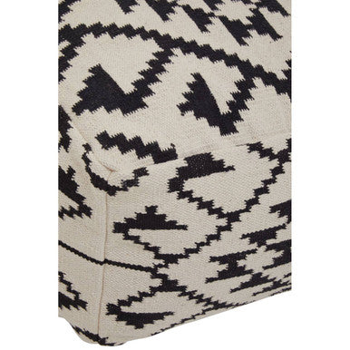 Cefena White Cotton Woven Pouffe