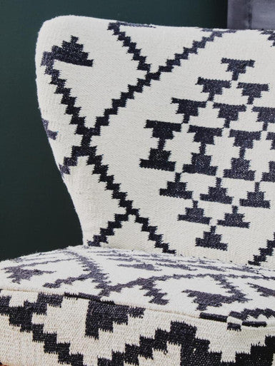 Cefena White and Black Mango Wood Wingback Chair