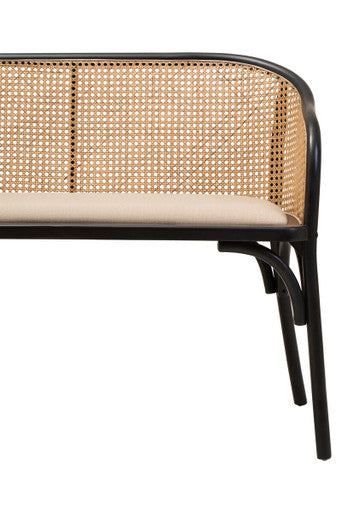 Cebu Natural and Black Cane Woven Bench