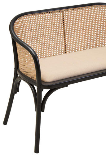 Cebu Natural and Black Cane Woven Bench