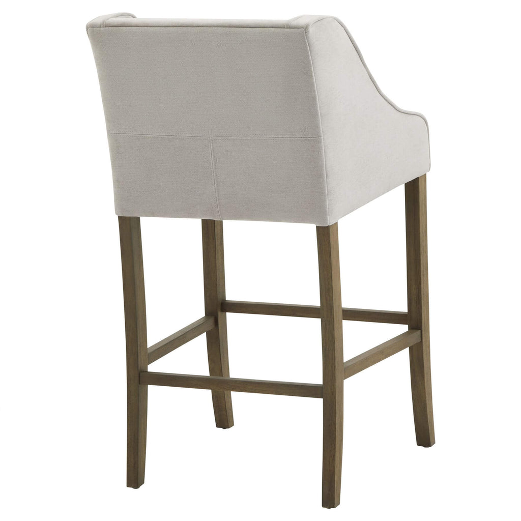 Epsom grey barstool with rubberwood frame and luxury upholstery, elegant piping, modern home decor by sostter at brixbailey.com