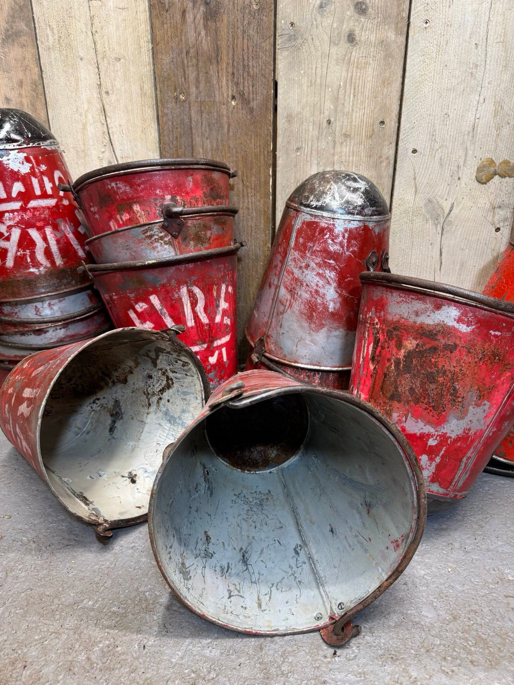 Vintage Galvanised Hanging Fire Bucket Plant Pot