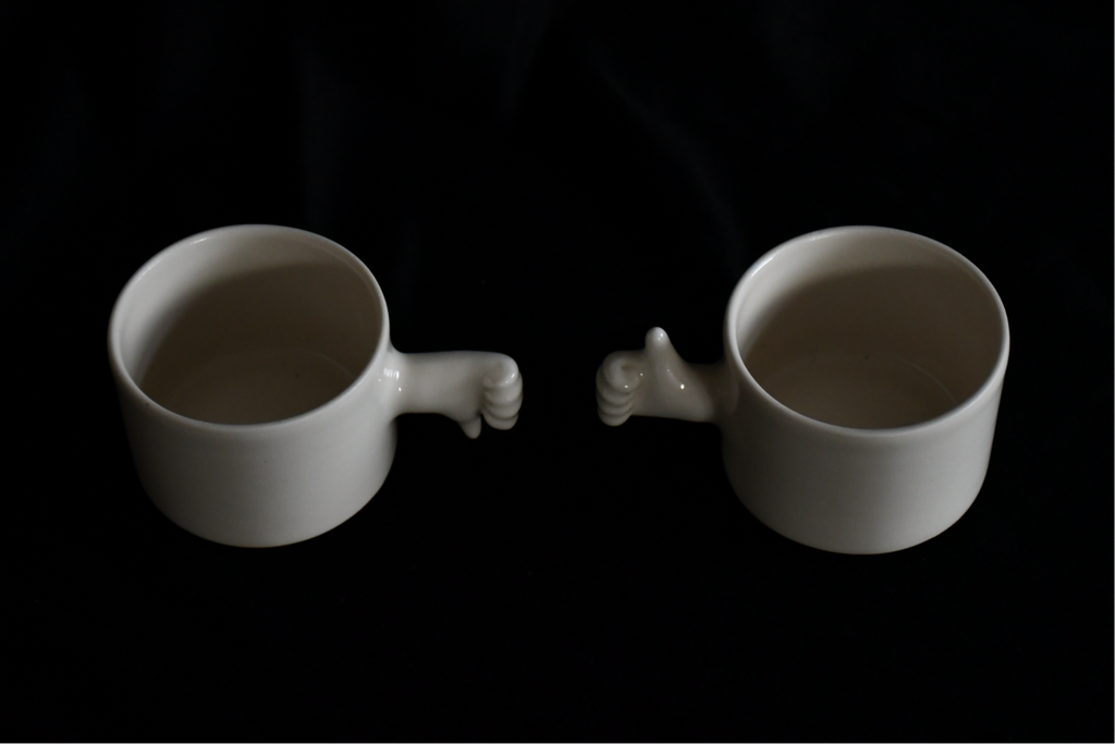 Thumb Up and Down Porcelain Gesture Cups