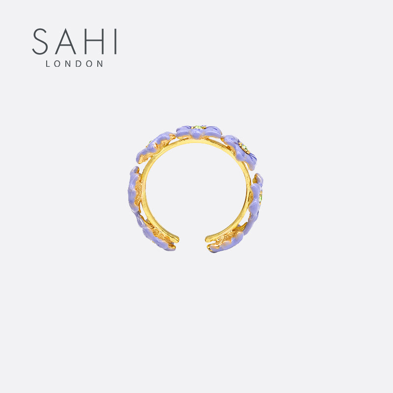 Enchanting Garden Blue Adjustable Ring