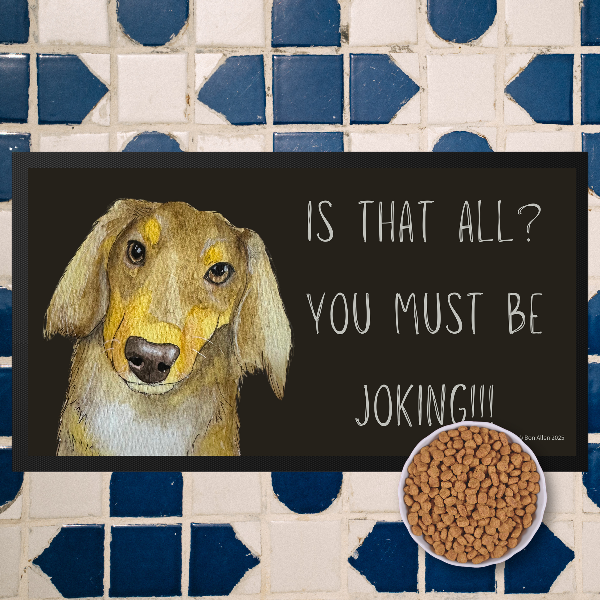 Long Haired Dachshund Dining Drama Pet Bowl Mat