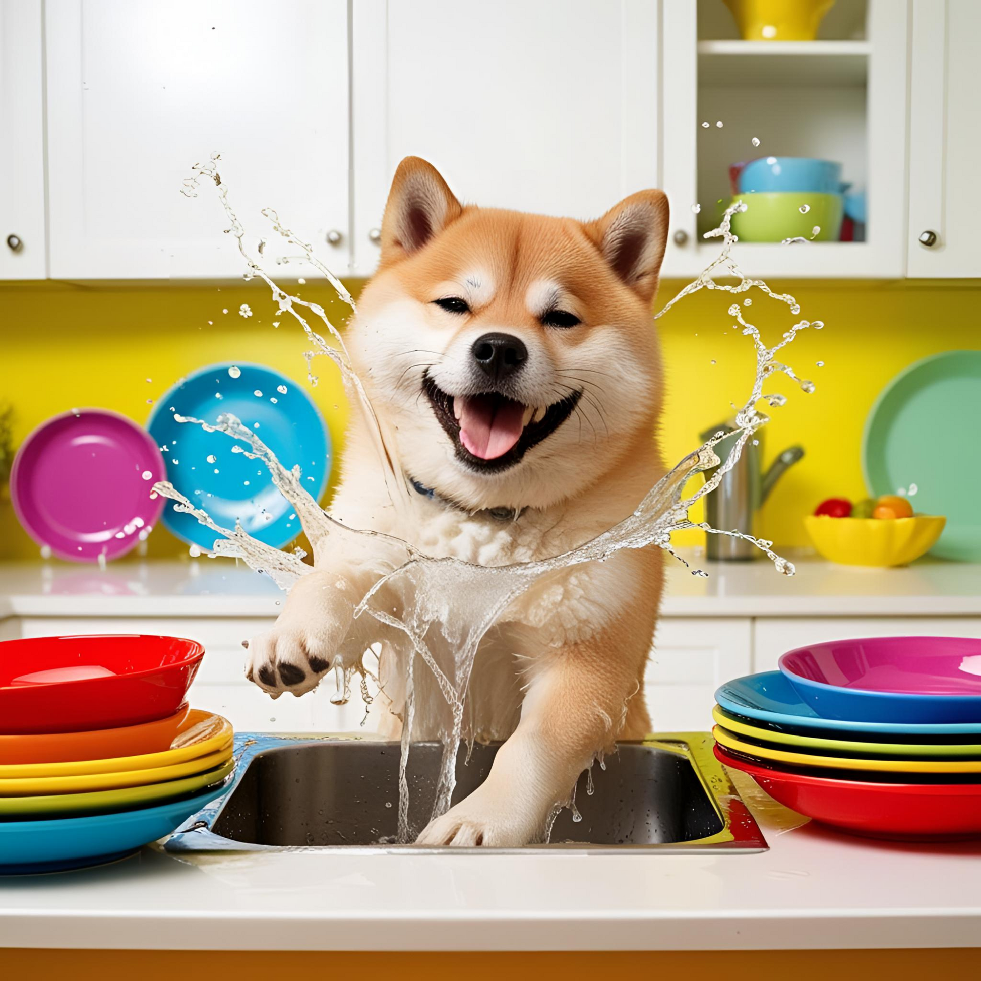Shiba Inu Chaos Coordinator Tea Towel