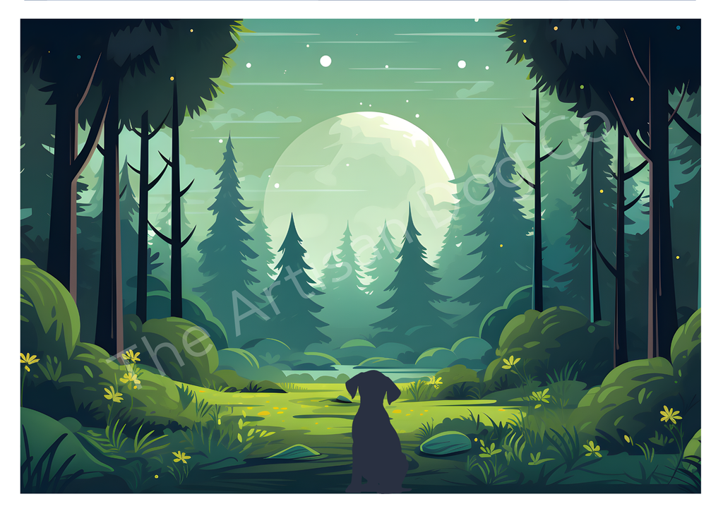 Dog in Nature Prints A4 and A3 Landscape