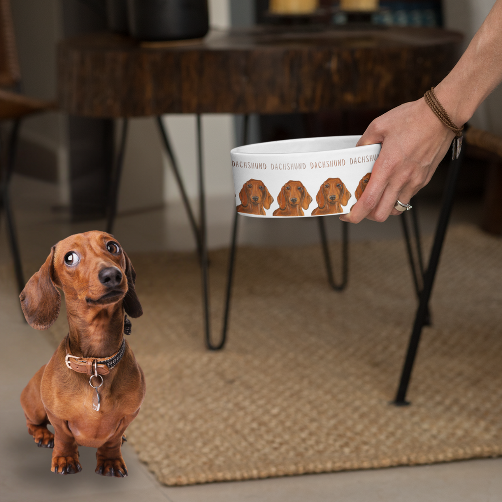 Handcrafted Ceramic Dog Bowl for Dachshunds